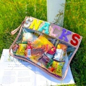 ✨NWT Beach Patched Pvc Sport Snack toiletries Bag, Transparent Concert Cosmetic